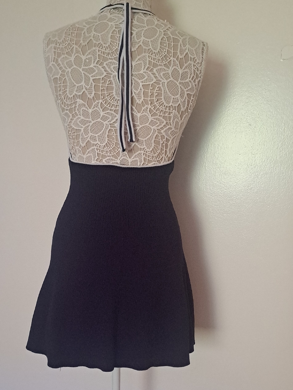 Wild fable Navy Halter One-Piece Swim Dress with White Trim - Picture 4 of 7